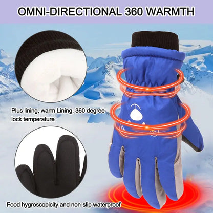 Winter Children Boys Girls Cute Cartoon Non-slip Thick Warm Sports Mittens Kids Ski Gloves Waterproof