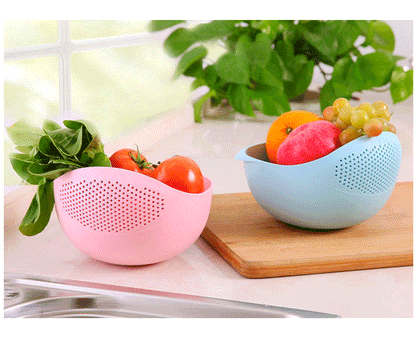 1pc - Plastic Drain Basket Filter, Rice Bowl, Drain Basket, Fruit Bowl, Laundry Basket, Handle, Home Kitchen Organizer