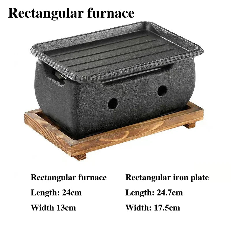 Aluminum alloy tea cooker Small oven Korean style cast iron barbecue dish portable grill korean bbq Japanese charcoal grill