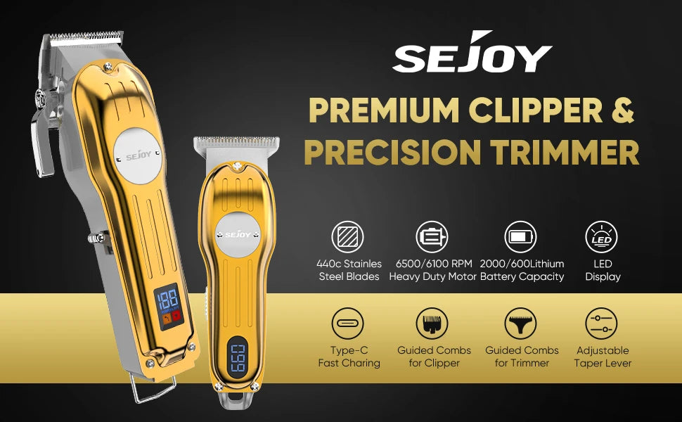 Sejoy Professional Combo Kits Hair Clipper Electric Hair Trimmer Set For Men Rechargeable Cordless Haircut Machine for Barber