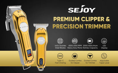 Sejoy Professional Combo Kits Hair Clipper Electric Hair Trimmer Set For Men Rechargeable Cordless Haircut Machine for Barber