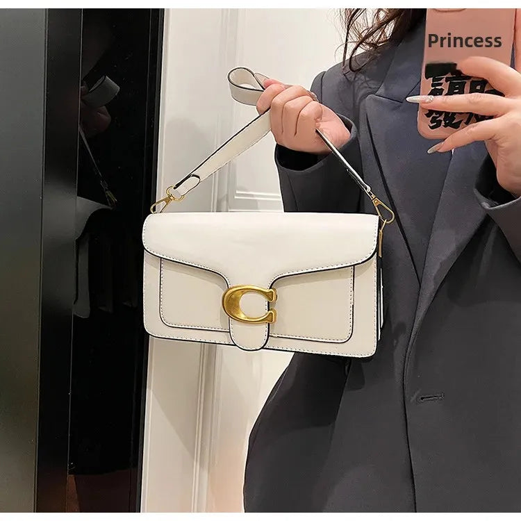 New Women's High-End Pure Color Simple Square Bag Multi-Layer Commuting Single Shoulder Bag Neutral Minimalist Style