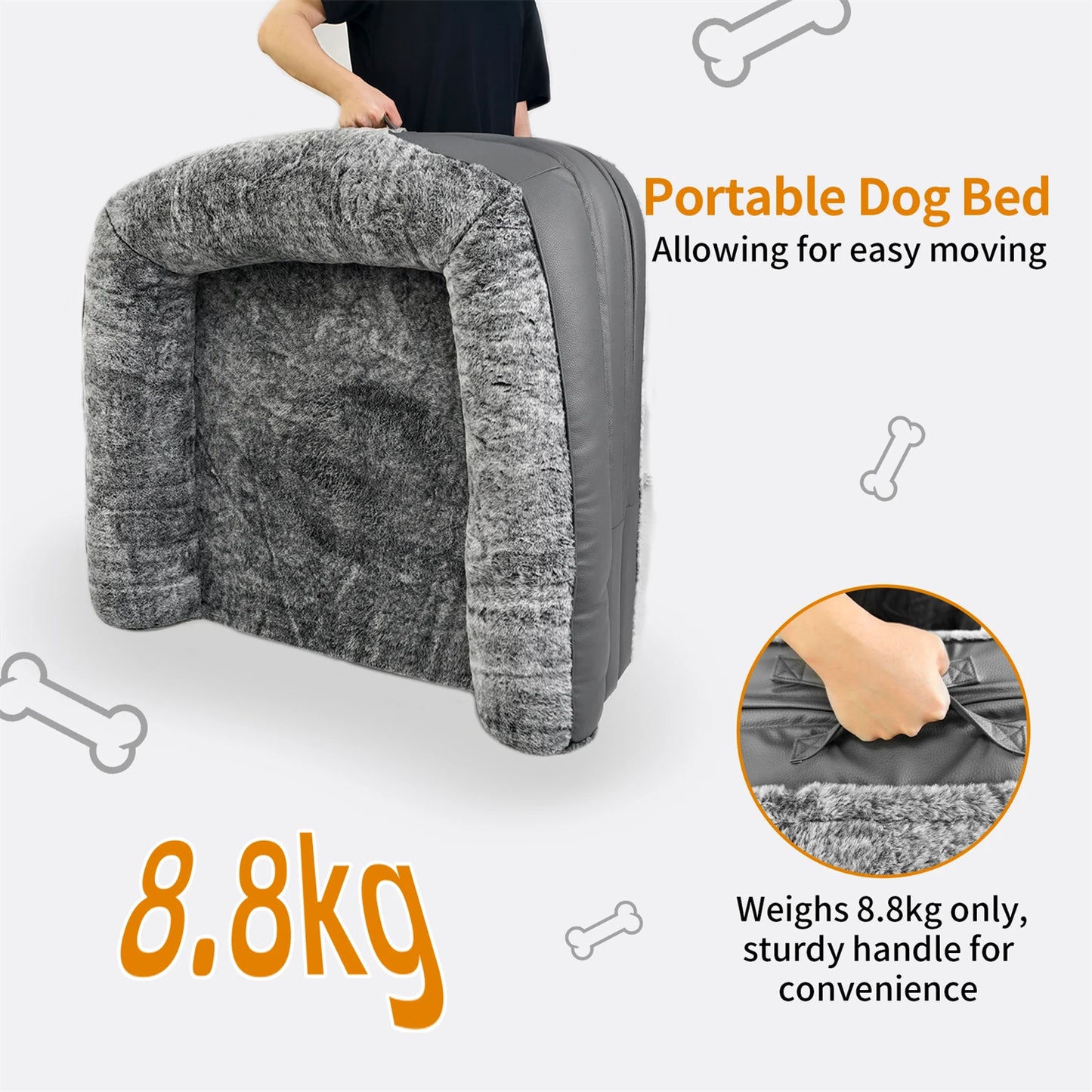 180cm Long Human Dog Bed Fits Adults and Pets Foldable Orthopedic Pet Bed Plush Cushion Cover with Bolster