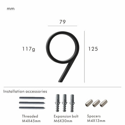 Nurlin 5 inchs 125mm Luxury Address Big House Numbers Modern Gold Black Silver Floating Signage Outdoor Digits Mailbox Sign