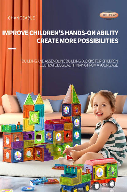 Magnetic Tile Marble Runway Toy Set STEM Educational Building Blocks for Boys and Girls Aged 3+, Great Birthday Gifts Christmas