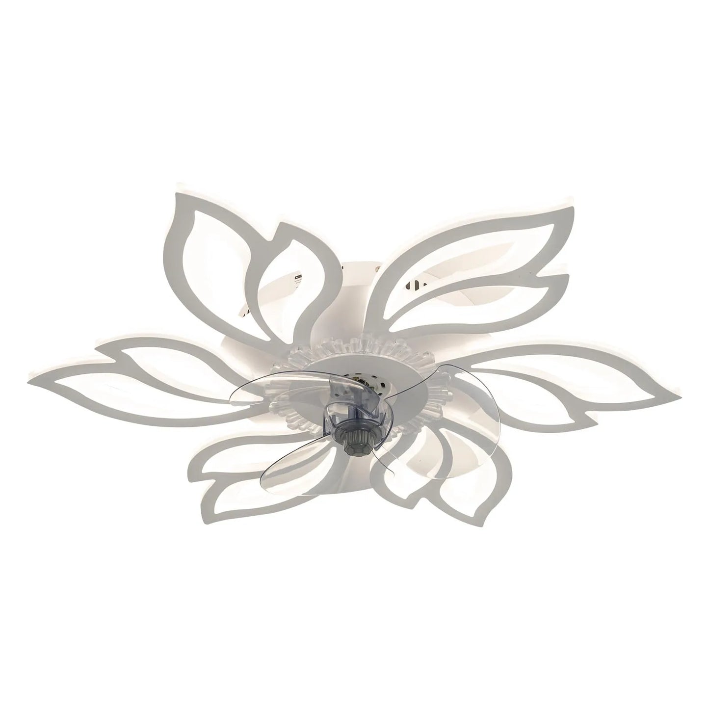 KOMORE Modern Flower Shape Ceiling Fan with Light with 3 Color temperature 6 Speeds for Office, Living Room, Bedroom