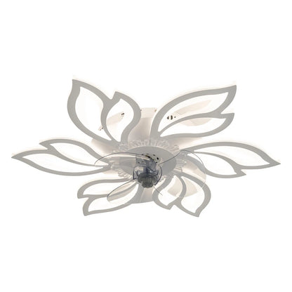KOMORE Modern Flower Shape Ceiling Fan with Light with 3 Color temperature 6 Speeds for Office, Living Room, Bedroom