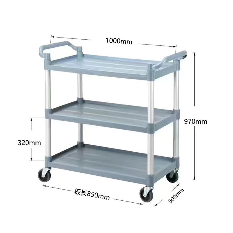 Dining Car Trolley Multi-Functional Plastic Mobile Restaurant Ding Room Commercial Three-Layer Bowl-Receiving Cart Serving Car