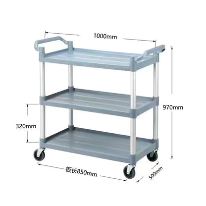 Dining Car Trolley Multi-Functional Plastic Mobile Restaurant Ding Room Commercial Three-Layer Bowl-Receiving Cart Serving Car