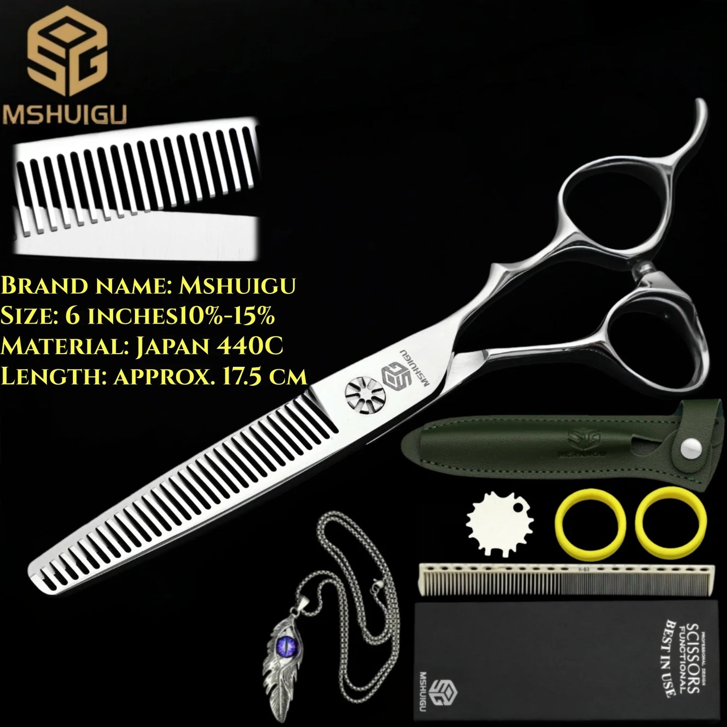 MSHUIGU professional barber Small size scissors 440C 5-5.5-6inch Multifunctional thinning shears Salon Tool Accessories