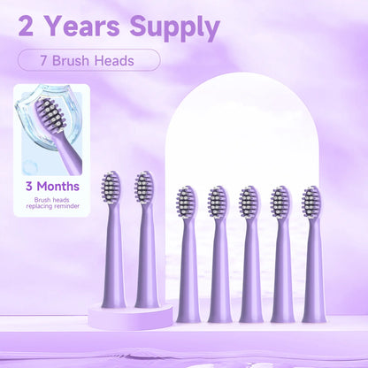 SEJOY Electric Sonic Tooth Brush for Adult USB Rechargeable Electric Toothbrush Washable with 7 pcs Replacement Heads