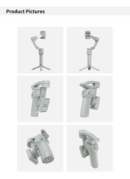 TOKQI M01 3-Axis Anti-Shake Handheld Gimbal Phone Stabilizer Foldable Holder Selfie Tripod with Fill Light for iPhone Smartphone
