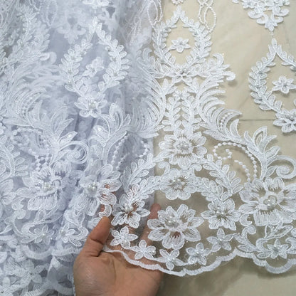 White African Lace Fabric 2025 Embroidered Nigerian Lace Fabric High Quality Cord lace French Tulle Fabric Wedding L-W006A