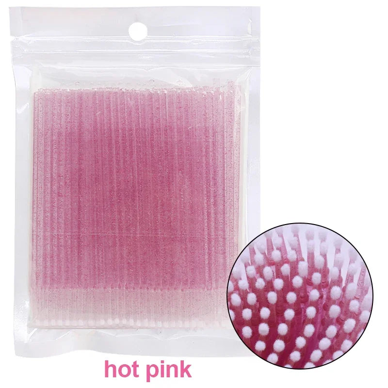 100Pcs Eyelash Cleaning Brush Lash Extension Micro Cotton Swab Individual Eyelashes Microbrush Beauty Makeup Clean Remover Tools