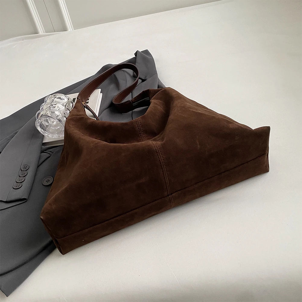 Hobo Bag PU Leather Large Capacity Shoulder Bag for Women with Zipper Handbag Solid Slouchy Bag Commuter Travel Bag