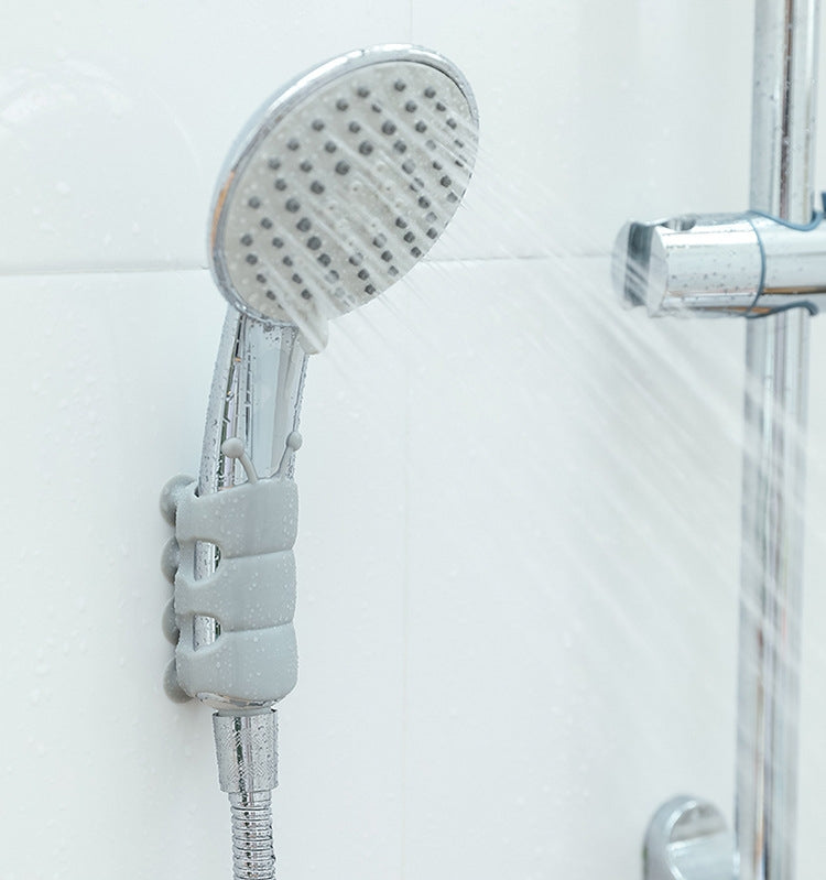 Saugnapfhalterung, Silikon-Duschkopfhalter, wiederverwendbar, abnehmbar, Wandregal mit fester Basis für Badezimmeraccessoires