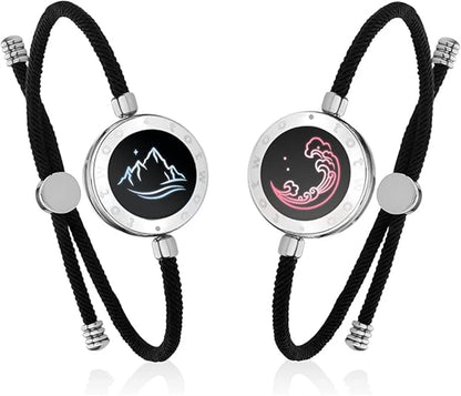 TOTWOO Long Distance Touch Bracelets for Couples ,Light up&Vibration Relationship Gifts for Lovers Smart Jewelry Love Bracelets