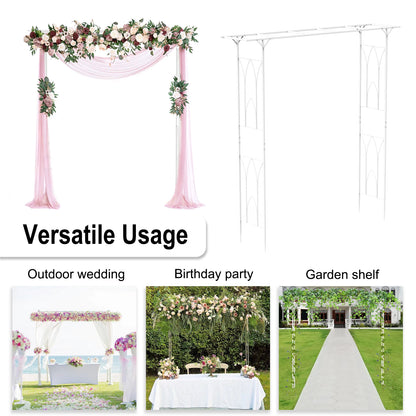 Stereoscopic White Garden Arch Arbor, Super Strong Metal Wedding Arch Decor, Outdoor Pergola Trellis