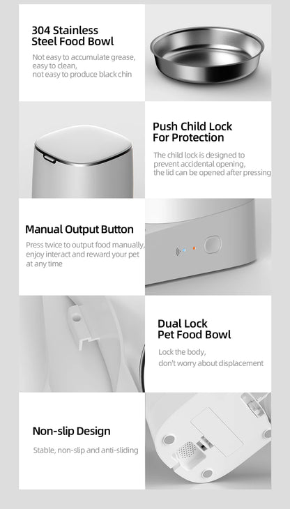 ROJECO WiFi Smart Pet Feeder — Automatic Cat & Dog Food Dispenser with App Control