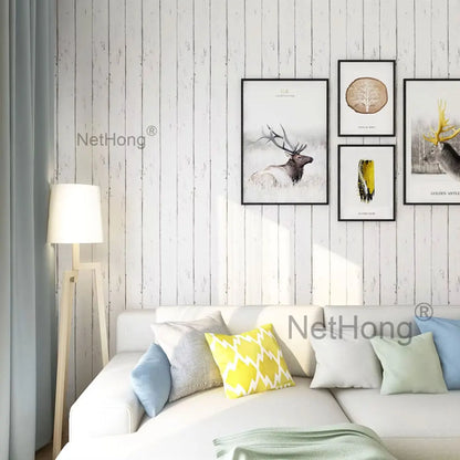 6M Vinyl Ivory white wood grain Wallpaper Stickers Self Adhesive Paper Waterproof