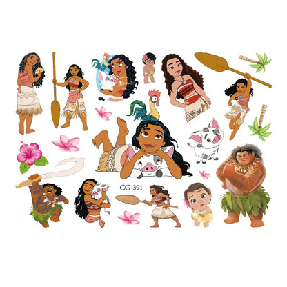 Moana 2 Disney Tattoo Stickers Children's Toys Cartoon Anime Kawaii Sticker Kids Birthday Party Decoration Boys Girls Cute Gifts