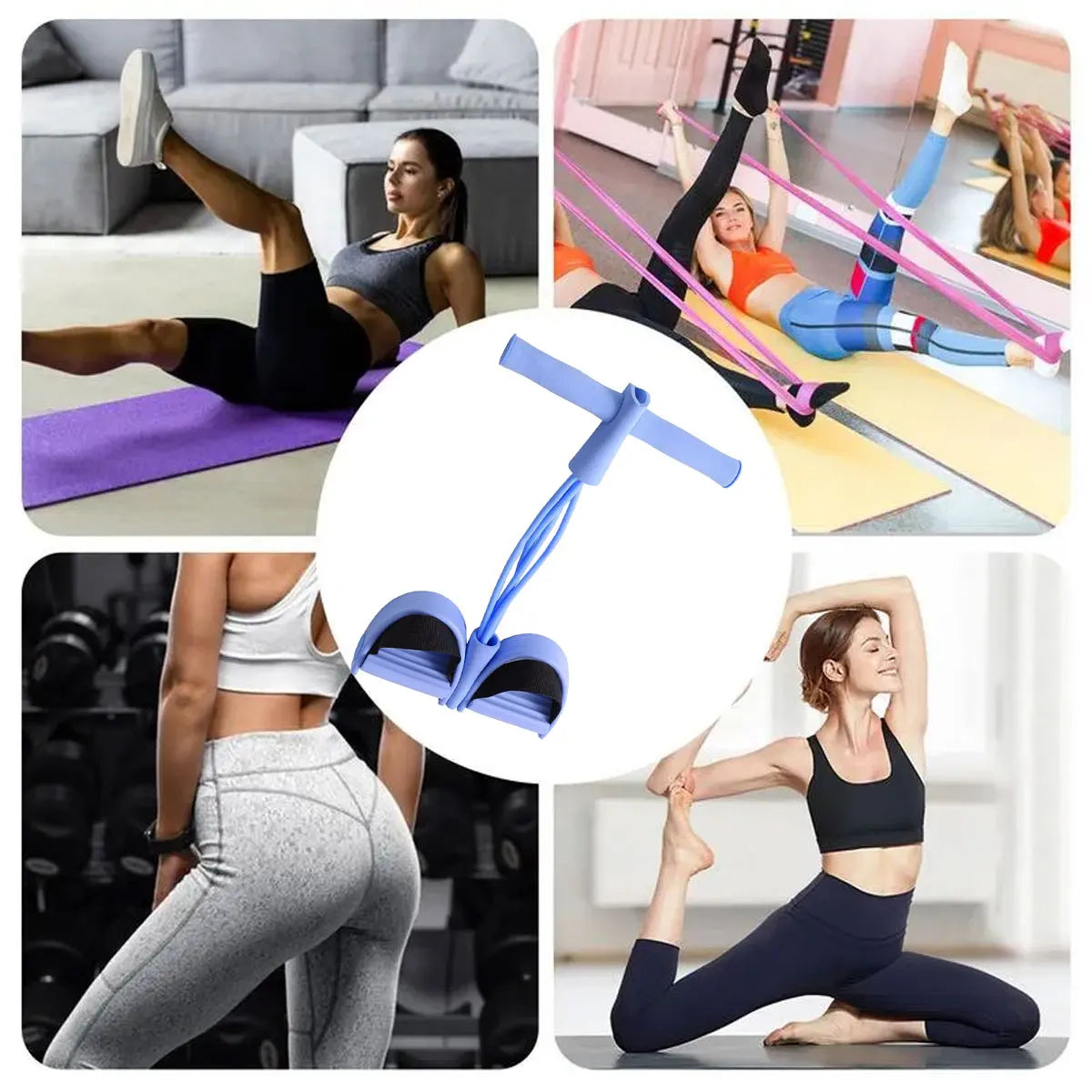 Tension Rope Sit-up Handle Waist Abdomen Exercise Training Elastic Yoga Pedal Puller Resistance Band Fitness Equipment