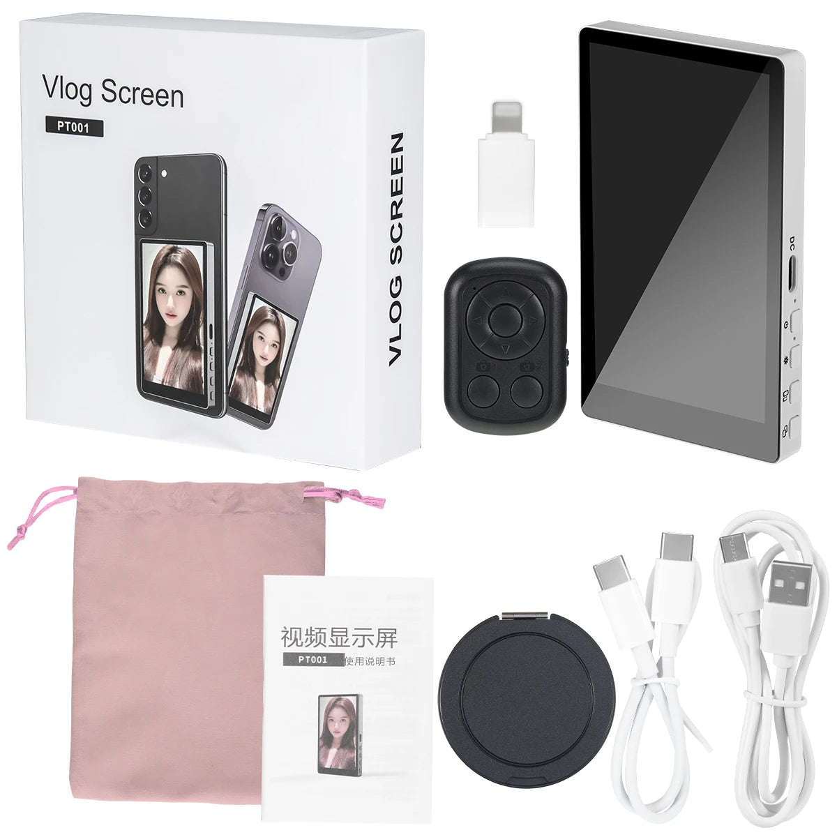 Mobile Phone Wireless Magnetic Selfie Monitor Screen For Smartphone Vlog Live Stream Video Recording for iPhone Android phone