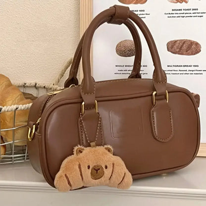 Cartoon Capybara Pendant Decoration Soft Plush Bread Key Chain Plush Stuffed Croissant Food Plush Keychain Hanging Accessory