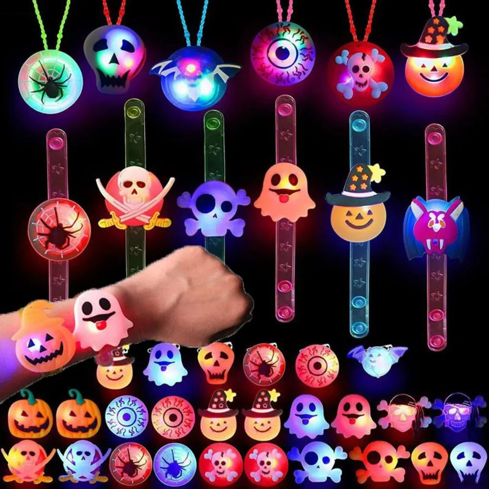 Glowing Halloween Bracelets & Rings for Kids - 12-36 Pcs Party Favor Set | Glow in Dark Toys