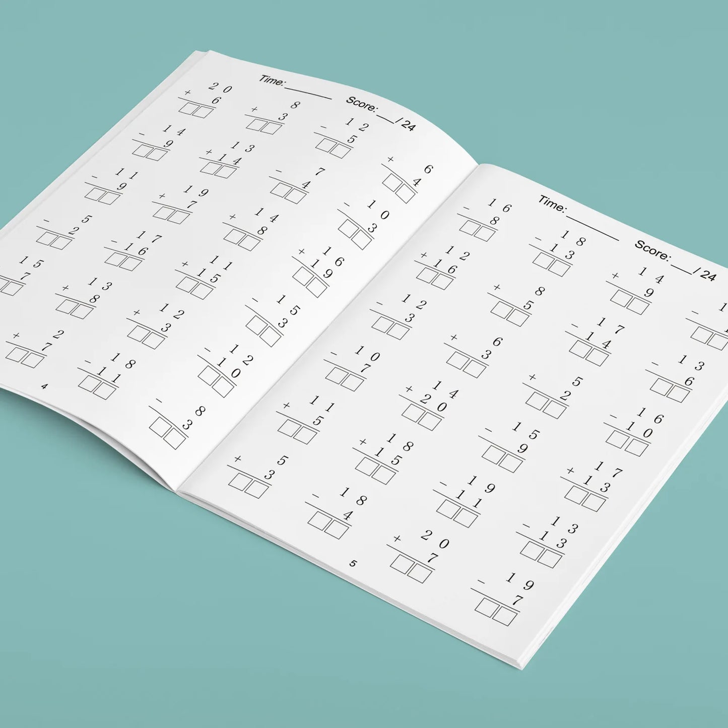 32 Pages Children's Math Enlightenment Workbook Addition and Subtraction Within 20 Mental Arithmetic Problems Activity Workbook