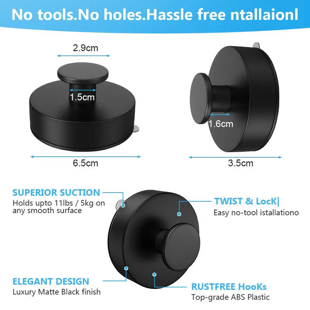 2/4x Stainless Steel Suction Cup Hook Waterproof Wall Mount Hooks Punch-free Reusable Kitchen Bathroom Wall Hanger Towel Clothes