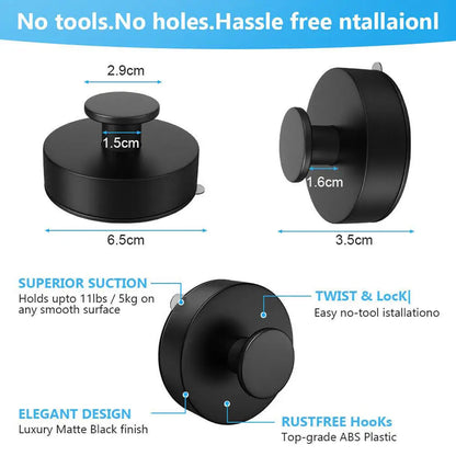 2/4x Stainless Steel Suction Cup Hook Waterproof Wall Mount Hooks Punch-free Reusable Kitchen Bathroom Wall Hanger Towel Clothes
