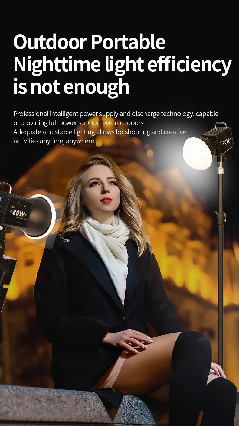 ZU80/ZU60 Photo Studio Light COB Bi-Color 2500-8500K CRI≥95 TLCI≥97 With Diffuser LED Video Lights Fill Lighting