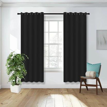 Blackout Curtains 2 Panels Thermal Insulated Grommet Darkening Drapes Solid Black Long Curtain for Bedroom Window Living Room