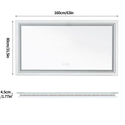 Jumbo-Large Illuminated LED Bathroom Mirror, Front and Backlit Lights, Wall Mounted, Touch Anti-fog Vanity Mirror