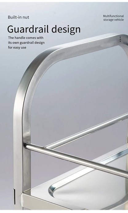 Stainless Steel Cart with Thickened Three Layers- Kitchen Utility Cart for Serving  Collecting Dishes Multi-functional Trolley
