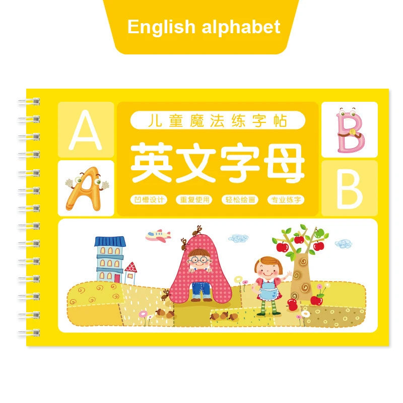 Reusable Children 3D Copybook For Calligraphy Numbers Handwriting Copybooks Learning Math Writing Practice Book For Kids