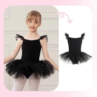 Girls Ballet Leotards Ballet Tutu Dress For Kids Dance Clothes With Skirt Gymnastics Dancewear Balleriana Clothes Short Sleeves