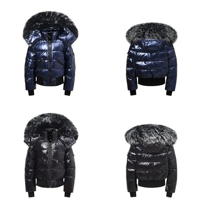 AS Winter kids Down Jackets bomber design coats with nature fur