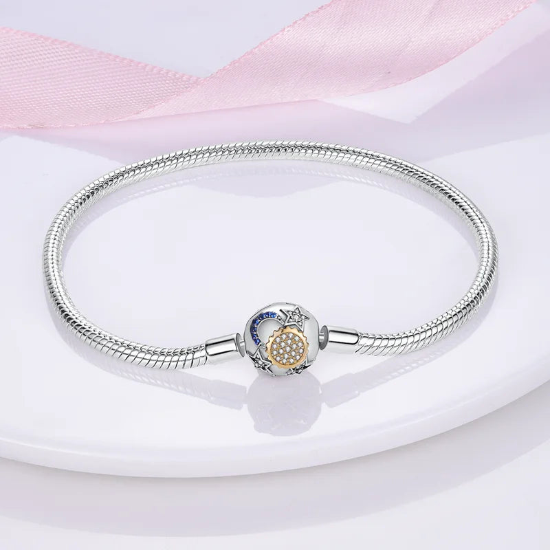 925 Sterling Silver Charm Bracelet - Leaf, Clover, Butterfly & Heart Design | 17-20cm Adjustable