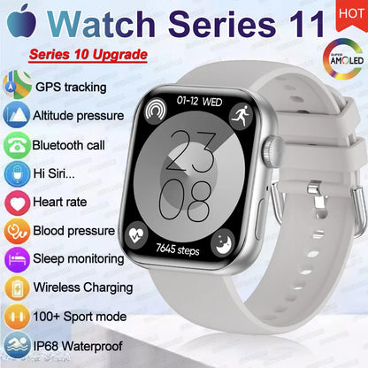2026 New Original Watch Series 11 Women Smart Watch Bluetooth Call NFC IP68 Waterproof HD AMOLED Screen GPS Track Men Smartwatch