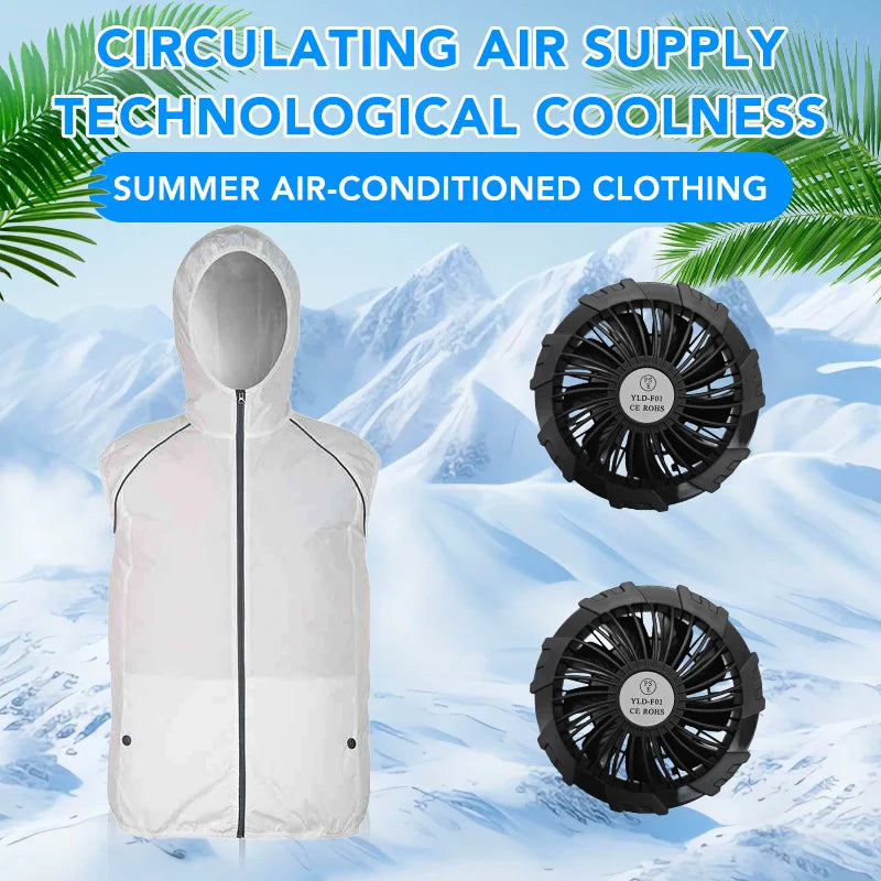 Summer Cooling Vest Women's Fan Air Conditioning Clothes Fashion Couple Sleeveless Waistcoat Hoodie Coat Sunscreen Work Clothes
