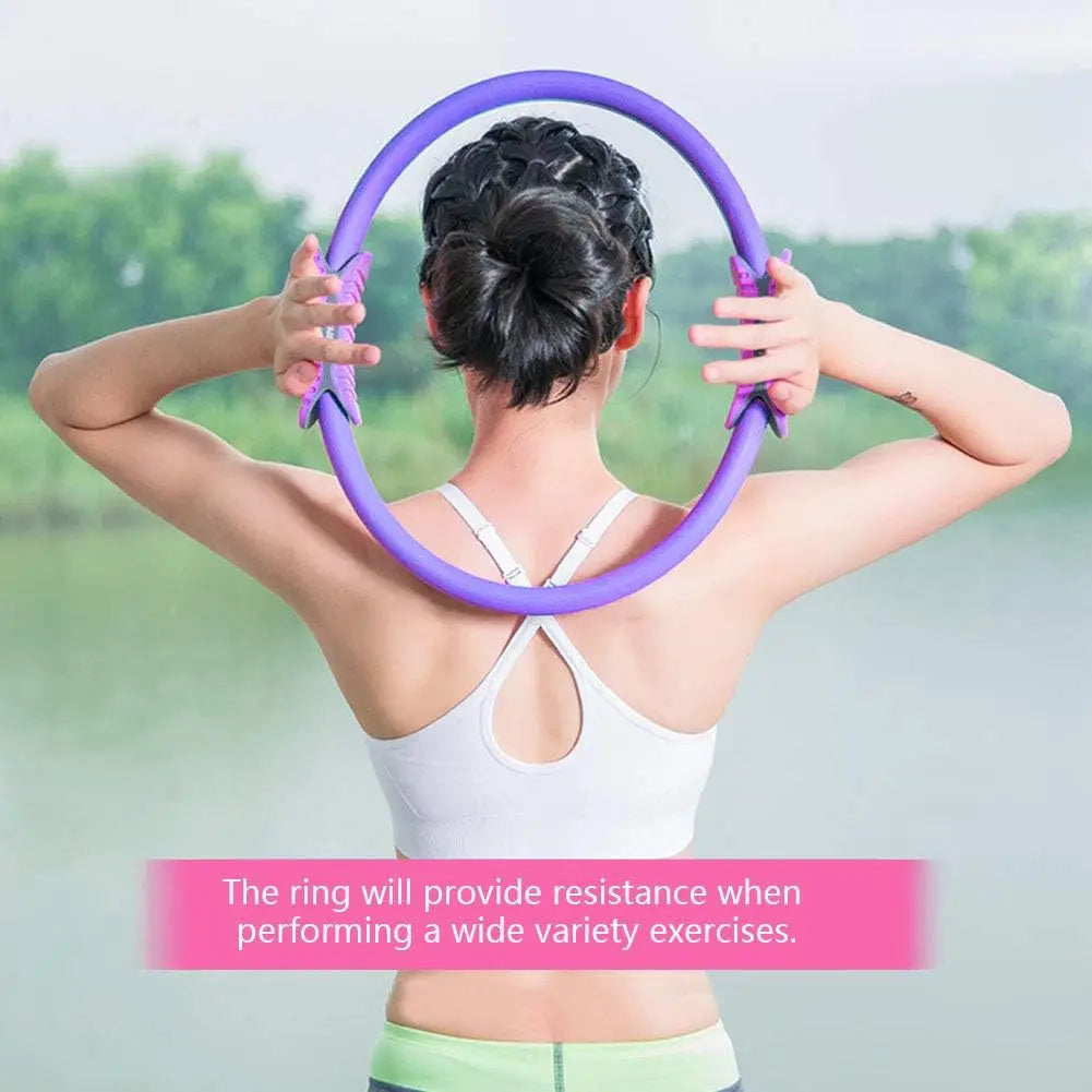 Yoga Pilates Ring Durable Non-Slip Exercise Circle Magic Exercise Circle with Dual Grip for Thigh Pelvic Floor Muscle Training
