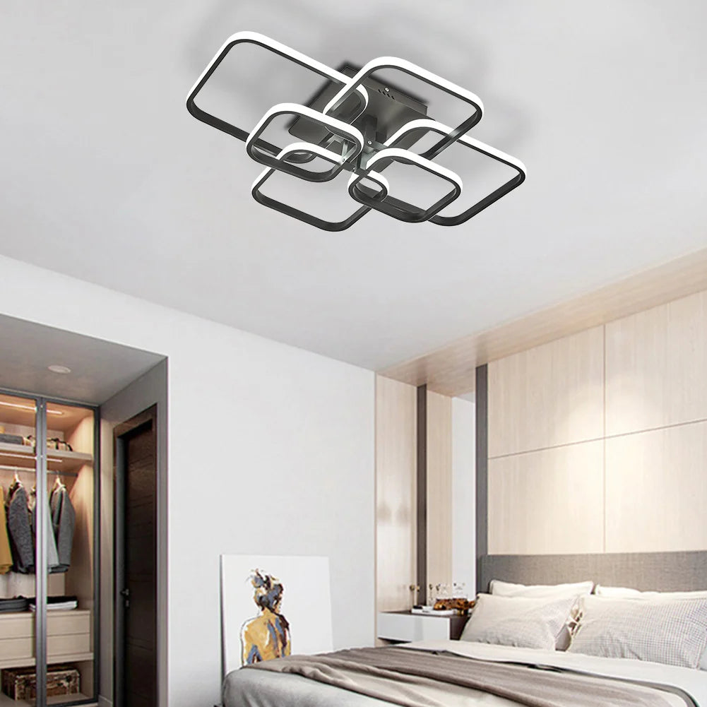 KOMORE Moderne, energieeffiziente LED-Deckenleuchte, halbaufgesetzt, Weiß / Stufenlos dimmbar