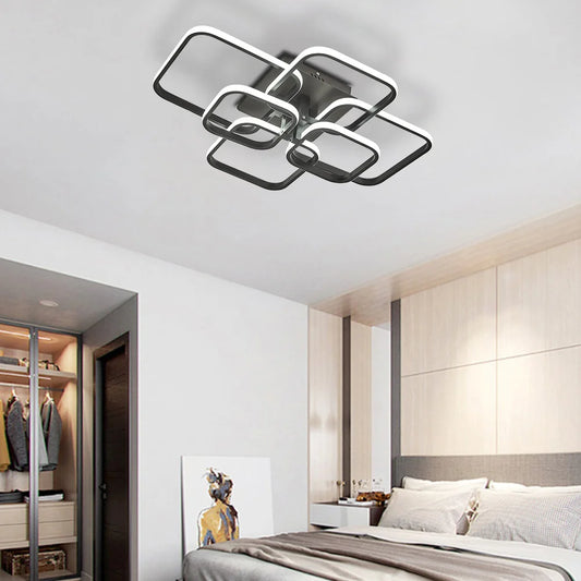 KOMORE Contemporary LED Energy-efficient Semi Flush Ceiling Light,  White / Stepless Dimming