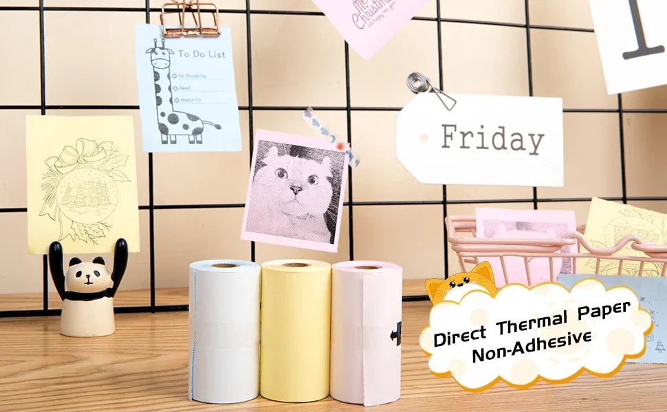 57x25mm Mini Printer Paper Thermal Label Sticker Color Photo White Self-Adhesive Paper For Mini Portable Pocket Mobile Printer