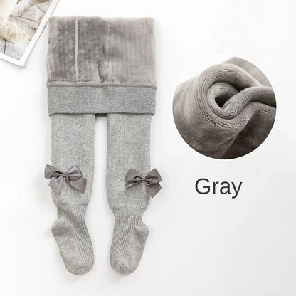 Winter Velvet Warm Tights For Girls Winter Cute Bowknot Cotton Children Pantyhose Newborn Toddler Baby Girls Tights 0 To 10 Yrs