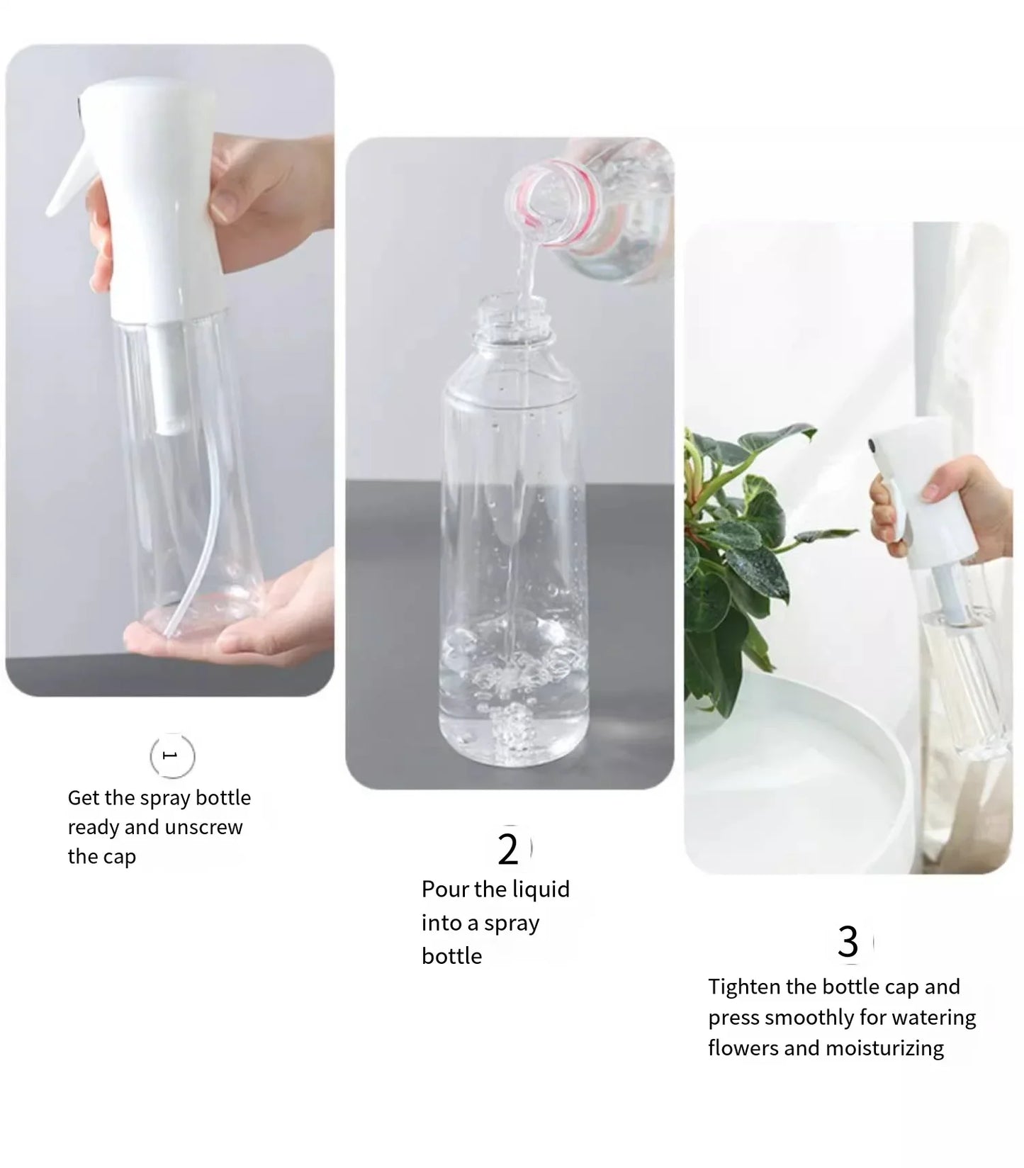 Spray bottle continuous high pressure water refill dilution fine mist atomizing spray bottle pressed refill water bottle size op