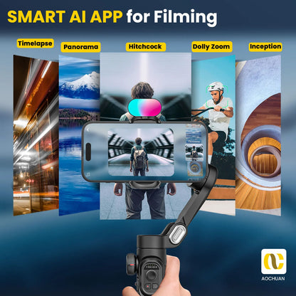AOCHUAN Smart XE Combo1 3 Axis handheld Gimbal Stabilizer For iPhone and Android Smartphone Stabilizer With Extension Rod