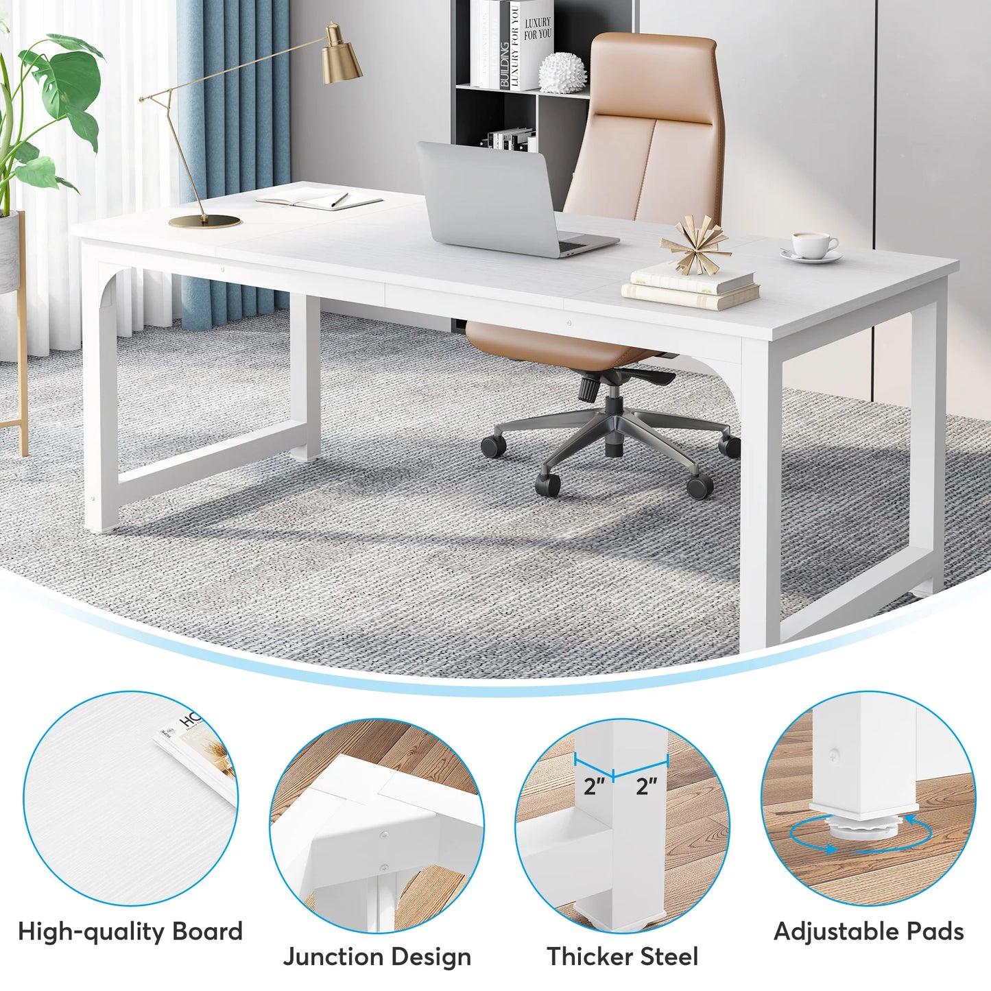 Tribesigns Modern Computer Desk Large Office Desk Computer Table Study Writing Desk Workstation for Home Office